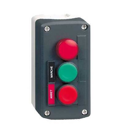 XALD361B Tmavě šedá skříňka, zelená zapuš./červená zapuš. tlačítka ? 22 a červené sig., Schneider Electric