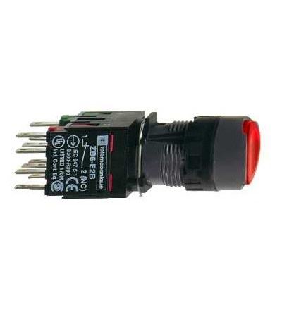 XB6AF4B5B červená ovládač stiskací prosvětlený lícující ? 16 s aretací 1Z+1V 12...24V, Schneider Electric