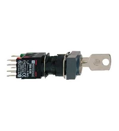 XB6DGC5B Otočný ovládač a ovládač se zámkem ? 16, 2 polohy, 1 Z+1 V, klíč Ronis 200, Schneider Electric