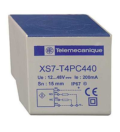 XS7T4PC440L1 Indukční čidlo XS7 40x40x40, plast, Sn15mm, 12..48VDC, kabel 5m, Schneider Electric