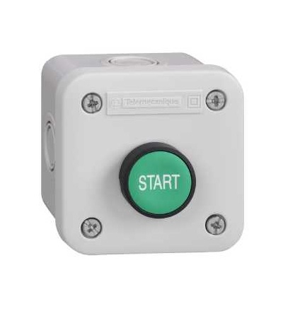 XALE1031 Ovl. skříň XAL-E, 1 zapuš. tlač., s návratem, zelená, 1Z, START, Schneider Electric