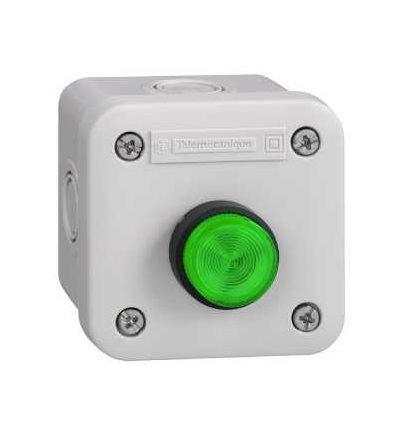 XALE1013 Ovl. skříň XAL-E, 1 zapuš. tlač., s návratem, zelená, 2Z, Schneider Electric