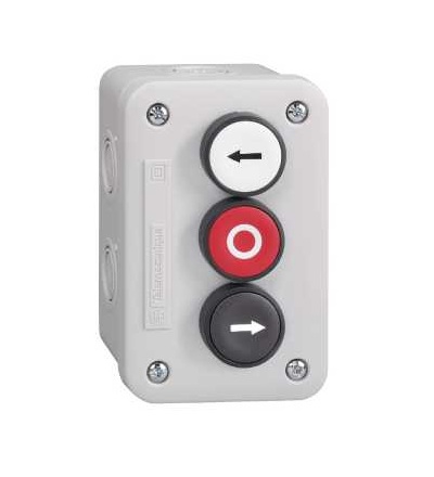 XALE3351 Ovl. skříň XAL-E s bílým tlačítkem 1Z+černý 1Z+červené s přesah. 1V, Schneider Electric