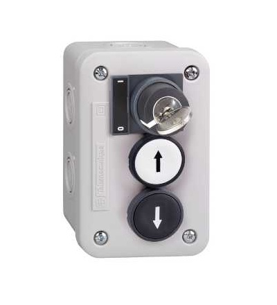 XALE3441 Ovl. skříň XAL-E s bílým tlačítkem 1Z+black tl. 1Z+přepínač 1Z, Schneider Electric