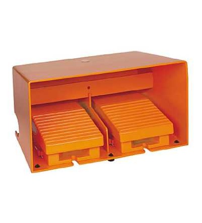 XPER3100D Dvojitý nožní spínač, IP66, s krytem, kov, oranžová, 2V+2Z, Schneider Electric