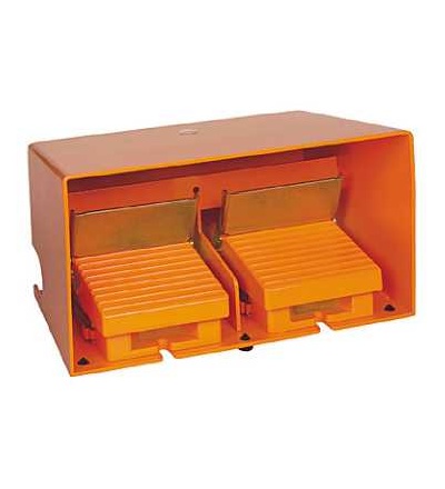 XPER5100D Dvojitý nožní spínač, IP66, s krytem, kov, oranžová, 2V+2Z, Schneider Electric