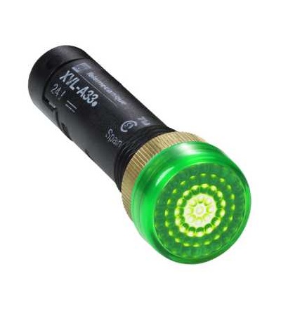 XVLA333 Signálka O12, IP40/IP65, zelená, zahrnuta LED, 24V, oka, Schneider Electric