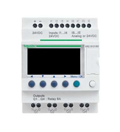SR2PACKFU Kompaktní prog. relé Zelio Logic, “startovací” balíček, 12 I/O, 100..240V AC, Schneider Electric