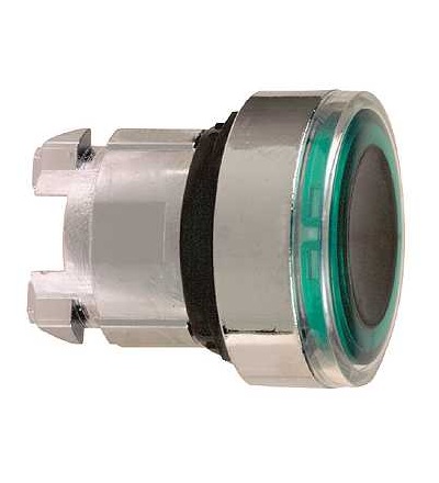 ZB4BW933 Zelená ovl. hlavice stiskací prosvět., lícující ? 22 s návratem pro integ. LED, Schneider Electric