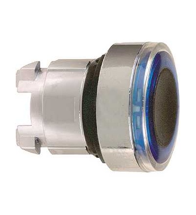 ZB4BW963 Modrá ovl. hlavice stiskací prosvět., lícující ? 22 s návratem pro integ. LED, Schneider Electric
