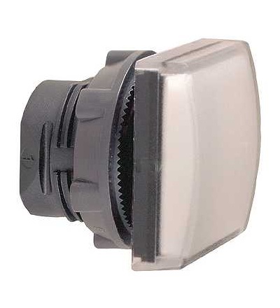 ZB5CV013 čtver. bílá signální hlavice ? 22 plná čočka pro integ. LED, Schneider Electric