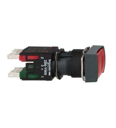 XB6DW4B5B červená obd. ovládač stiskací prosvět. lícující ? 16 s návratem 1Z+1V 12...24V, Schneider Electric