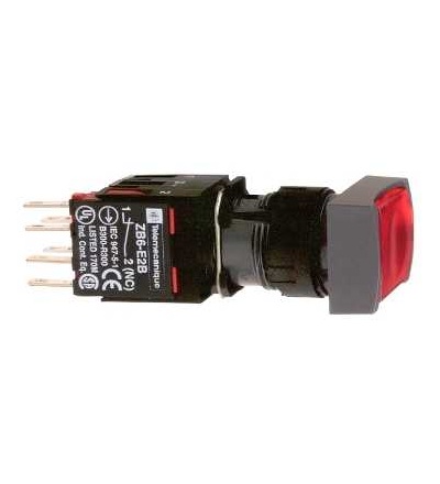 XB6DF4B2B červená obd. ovládač stiskací prosvětlený lícující ? 16 s aretací 1V 12...24V, Schneider Electric