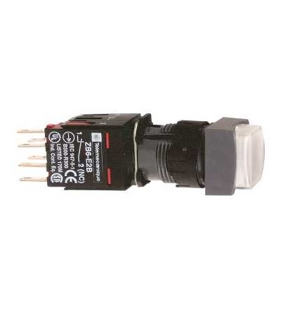 XB6CE1B5B Bílá čtver. s přesah. kompletní prosvět. tlač. ? 16 s návratem 1Z+1V 12...24V, Schneider Electric
