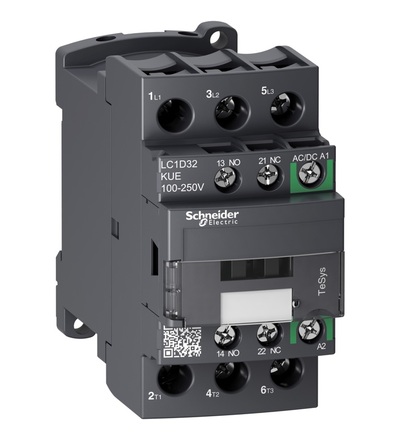 LC1D32KUE TeSys D Green 3P 32A 100 - 250V AC/DC, Schneider Electric