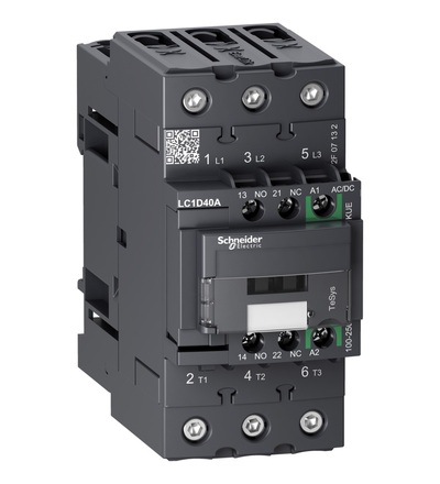 LC1D40AKUE TeSys D Green 3P 40A 100 - 250V AC/DC, Schneider Electric