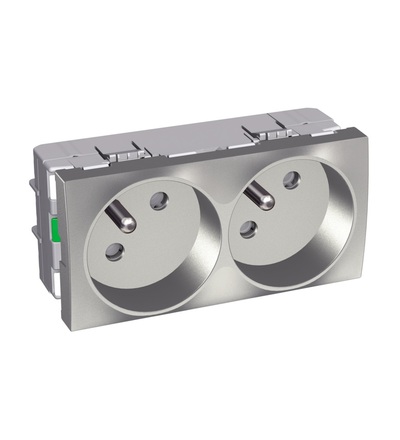 ALB46222 2xZásuvka 45o 2P+E, bezšroubová, aluminium, Schneider Electric