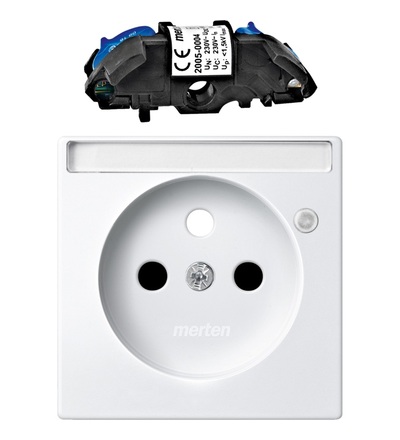 MEG2535-0319 Centr. deska s popisovým polem + modul ochrany proti přepětí pro zásuvku se zemn.kolíkem, System M, polar, Schneider Electric