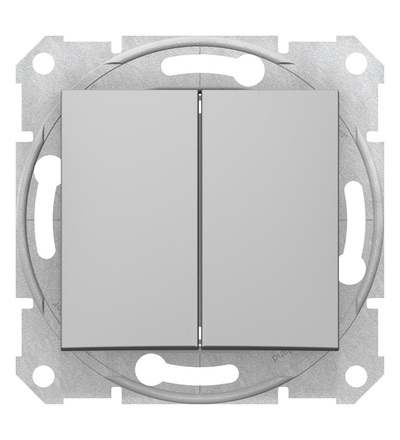 SDN1100160 Sedna, double 1pole pushbutton, 10A without frame aluminium, Schneider Electric