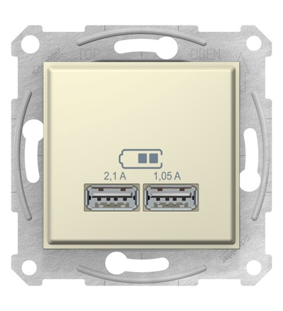 SDN2710247 2xUSB nabíjecí konektor 2.1A, beige, Schneider Electric