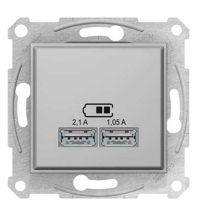 SDN2710260 2xUSB nabíjecí konektor 2.1A, alu, Schneider Electric