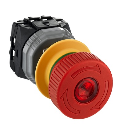 XB5AS86449B4 Prosvětlený ovládač Nouzového zastavení detekcí odpojené spínací jednotky, 40 mm, 2 NC + 1 NO, Schneider Electric