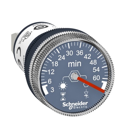 XB5DTGM5 Časovač, montáž na panel, zpožděné sepnutí, 3 min až 60 min, 100…240 V AC/DC, Schneider Electric