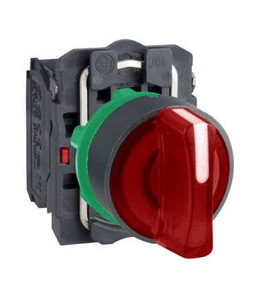 XB5AK134M5 Ovládač otočný prosvětlený s LED, 1Z+1V, 230 V, rudý, Schneider Electric