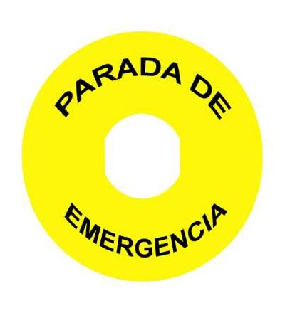 ZBY9430 štít. s popisem ? 60 pro nouz. zastav. -PARADA DE EMERGENCIA/logo ISO13850, Schneider Electric