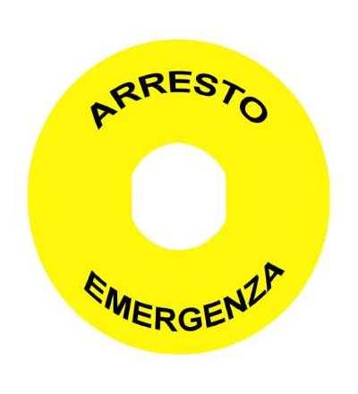 ZBY8630 štítek s popisem ? 90 pro nouz. zast., ARRESTO DE EMERGENZA/logo ISO13850, Schneider Electric