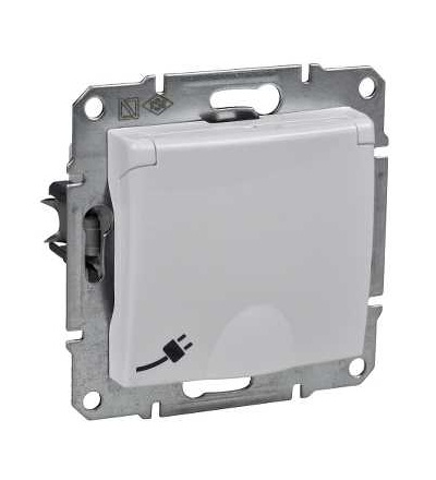 SDN3100121 Zásuvka Schuko 2P+PE s dětskými clonkami, polar, Schneider Electric