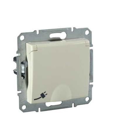 SDN3100347 Zásuvka schuko 2P+PE IP44 s dětskými clonkami, beige, Schneider Electric