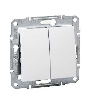 SDN1100121 Sedna, double 1pole pushbutton, 10A without frame white, Schneider Electric