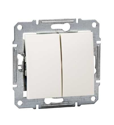 SDN1100123 Sedna, double 1pole pushbutton, 10A without frame cream, Schneider Electric