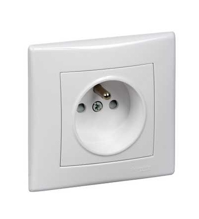 SDN2809121 Zásuvka komplentí 2P+PE s rámečkem, balení 5ks, polar, Schneider Electric
