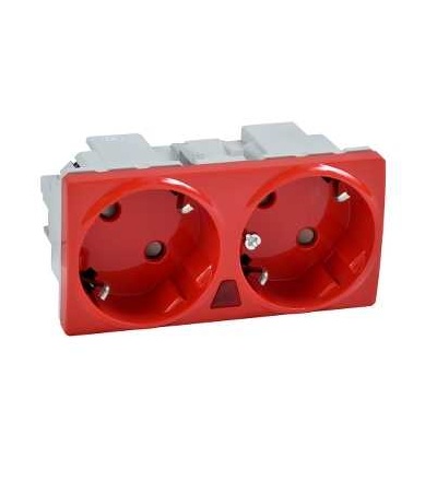 U3.067.03S Zásuvka 2x2P+SE, 230V/16A, do montážního rámečku 4m, red, Schneider Electric