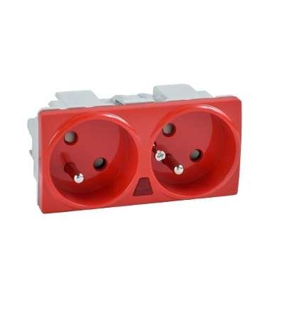 U3.069.03S Zásuvka 2x2p+PE, 230V/16A, do montážního rámečku 4m, red, Schneider Electric