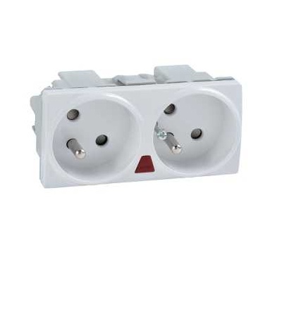 U3.069.18S Zásuvka 2x2p+PE, 230V/16A, do montážního rámečku 4m, polar, Schneider Electric