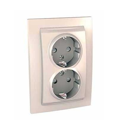 MGU23.067.25 Zásuvka dvojnásobná Schuko 16A/230V 2x2P+PE, marfil, Schneider Electric