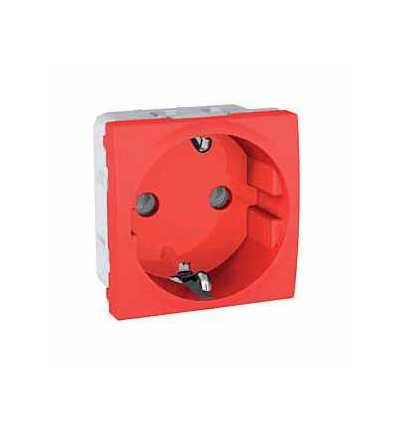 MGU3.037.03 Unica, zásuvka 230V/16A, 2p+PE, krytky, DE, 2mod., red, Schneider Electric