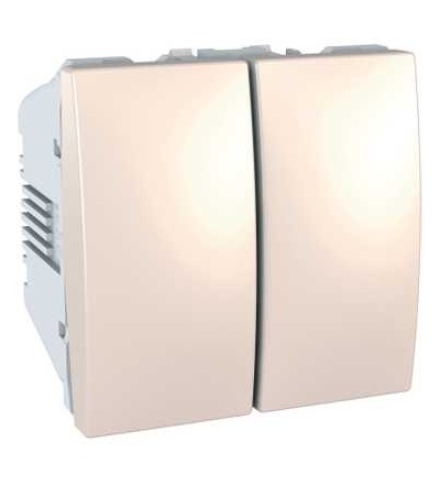 MGU3.213.25 Unica-přepínač dvojitý střídavý-řazení 6+6-10AX 250 VAC-2mod.-marfil, Schneider Electric