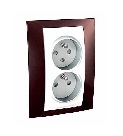 MGU63.065.851 Unica Plus-zásuvka dvojnásobná-2p+PE-krytky-CZ-4mod.-polar/teracota, Schneider Electric