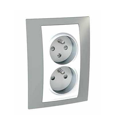 MGU63.065.865 Unica Plus-zásuvka dvojnásobná-2p+PE-krytky-CZ-4mod.-polar/fog, Schneider Electric