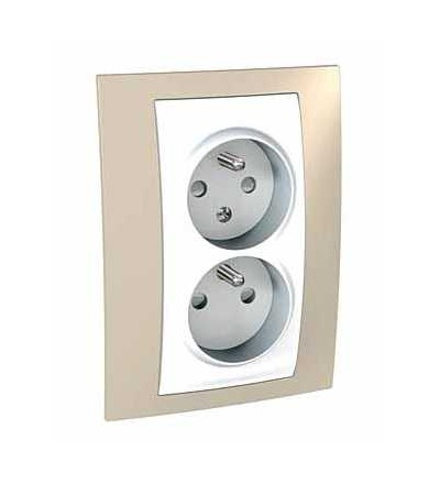 MGU63.065.867 Unica Plus, zásuvka dvojnásobná, 2p+PE, krytky, CZ, 4mod., polar/arena, Schneider Electric