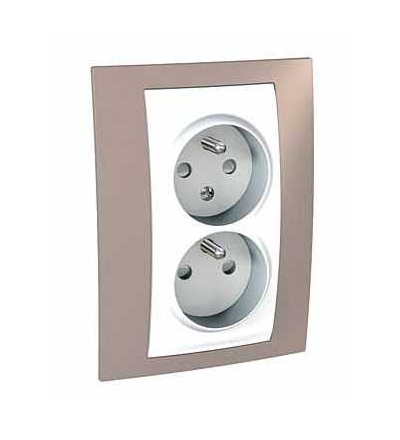 MGU63.065.874 Unica Plus, zásuvka dvojnásobná, 2p+PE, krytky, CZ, 4mod., polar/mink, Schneider Electric