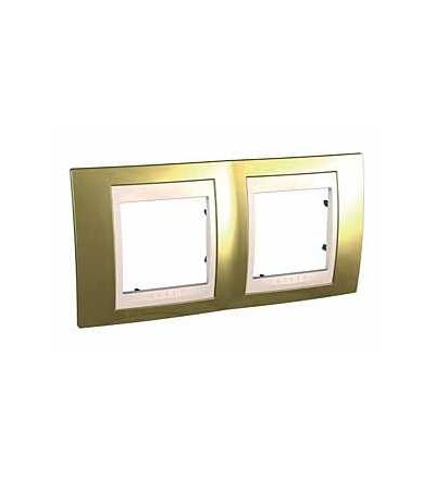 MGU66.004.504 Unica Plus, krycí rámeček, dvojnásobný, H71, gold/marfil, Schneider Electric