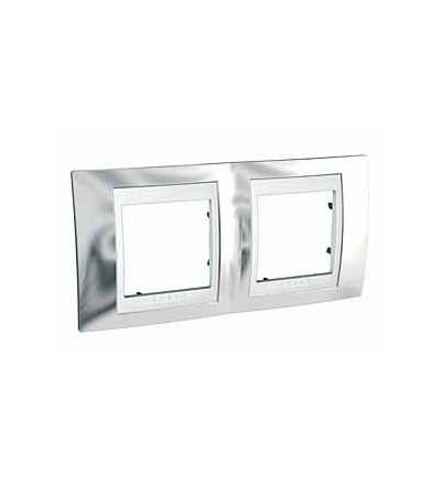 MGU66.004.810 Unica Plus, krycí rámeček, dvojnásobný, H71, cromo/polar, Schneider Electric