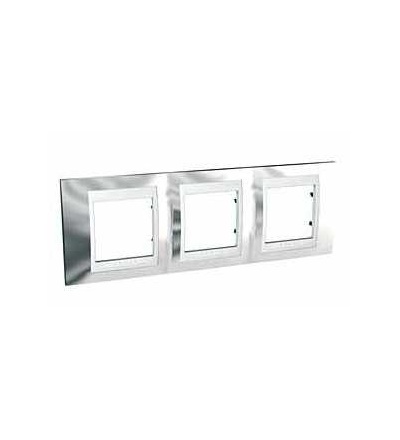 MGU66.006.810 Unica Plus, krycí rámeček, trojnásobný, H71, cromo/polar, Schneider Electric