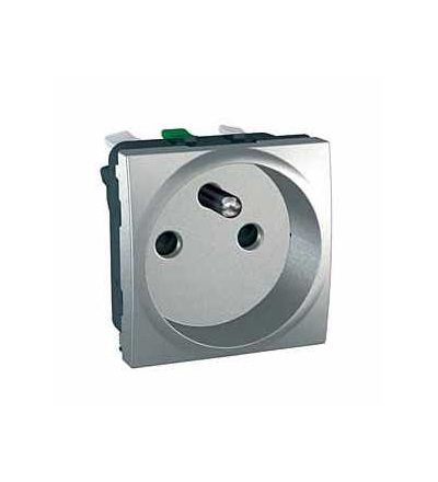 MGU3.059.30 Unica Top/Class, zásuvka 230V/16A, 2p+PE, krytky, FR, 2mod., aluminium, Schneider Electric