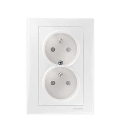 SDN2800521 Sedna - zásuvka dvojnásobná 2x(2P+PE) s dětskými clonkami-polar, Schneider Electric